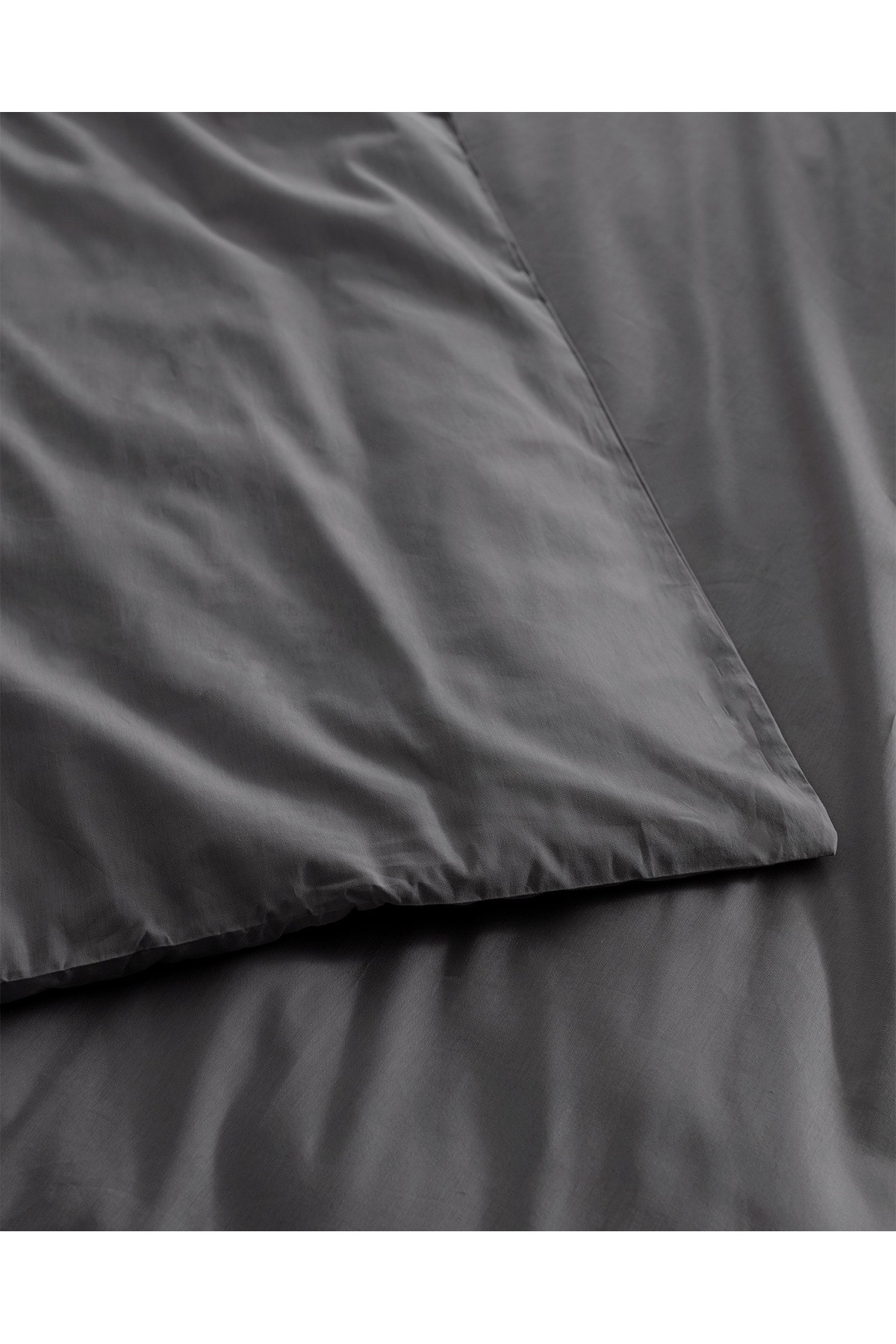 Manon King Size %100 Pamuk Ranforce Düz Nevresim - Antrasit