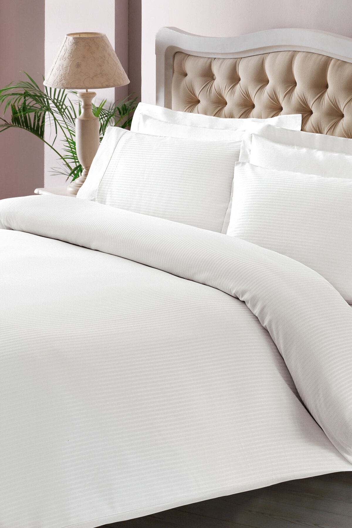 Premium Basic King Size Pamuk Saten Nevresim Takımı Beyaz