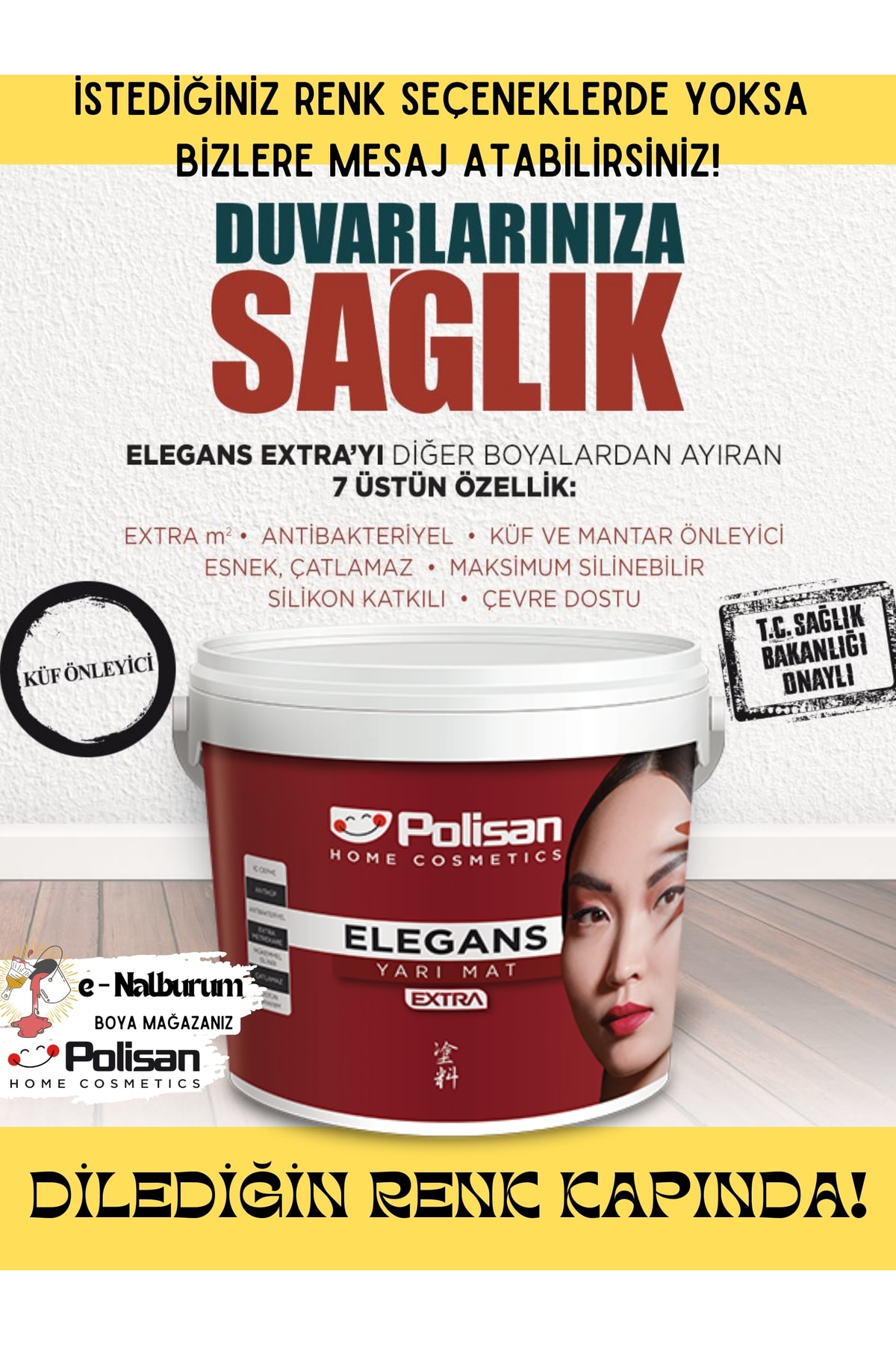 Elegans Extra m² Antibakteriyel-Küf Önleyici Maksimum Silinebilir İç Cephe Boyası 15L-20Kg