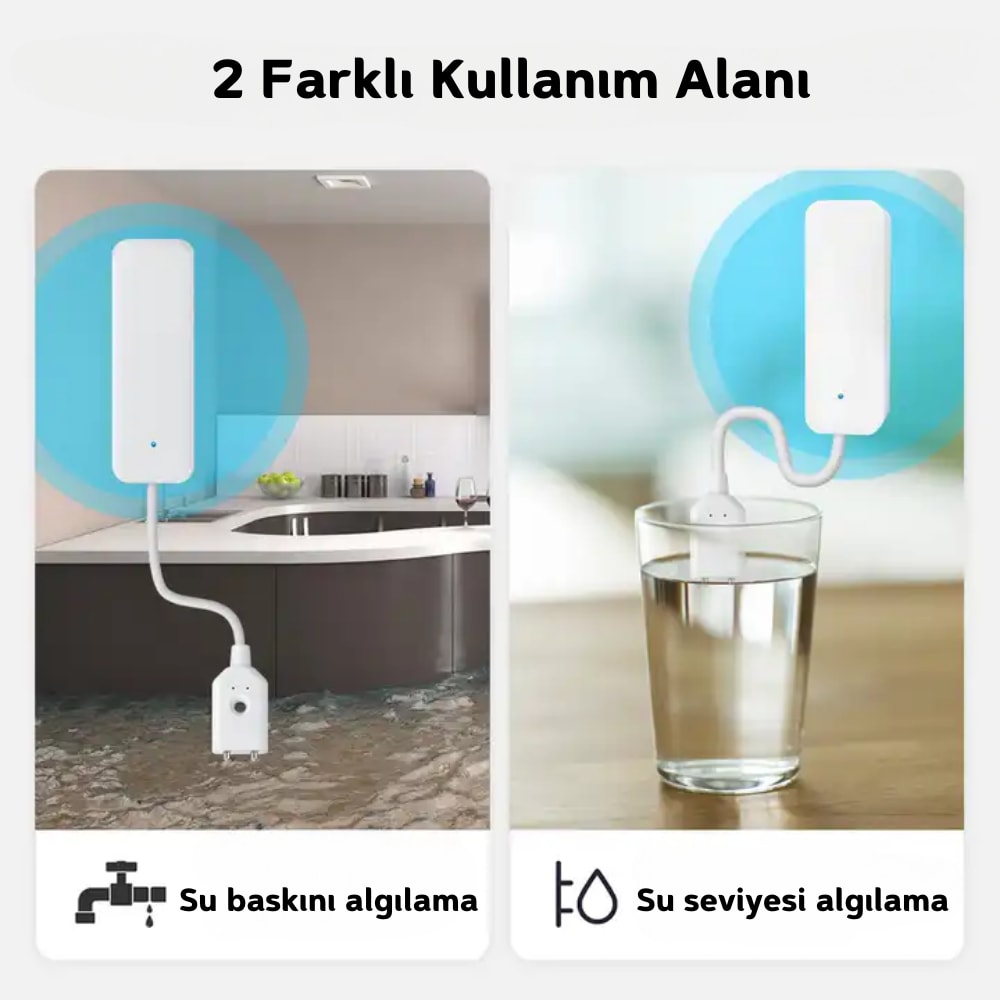 Zigbee Su Baskını Sensörü - Tuya, eWelink, Home Assisant, Zigbee2MQTT, ZHA Destekli Su Algılama Sensörü