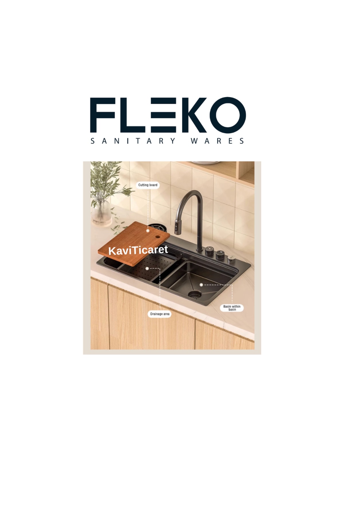 Dijital Eviye Seti Ve Fotoselli Bataryası Teknolojik Akıllı Antrasit Gri Çelik Evye