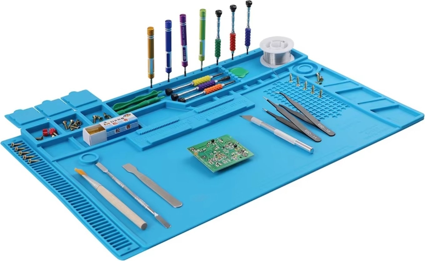 Isıya Dayanıklı Silikon Tamir Onarım Lehim Matı Pedi Magnetli-Antistatik (45X30 Cm), Tamir Matı
