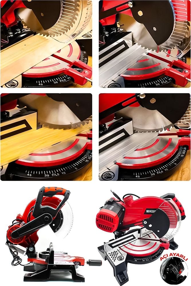 Maxstar Gönye Kesme Makinesi 49X37X40 cm Sağ-Sol 45 Derece Keser Açı Ayarlı 255X25.4X2.8X40T