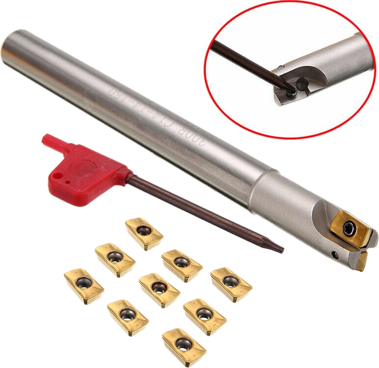 BOSCH Bap 300R C14-14-130 Freze Takım Tutucu 12X130 mm + 10 Adet APMT1135PDER Uçlar + Cnc Freze Makinesi Için Anahtar (Yurt Dışından)