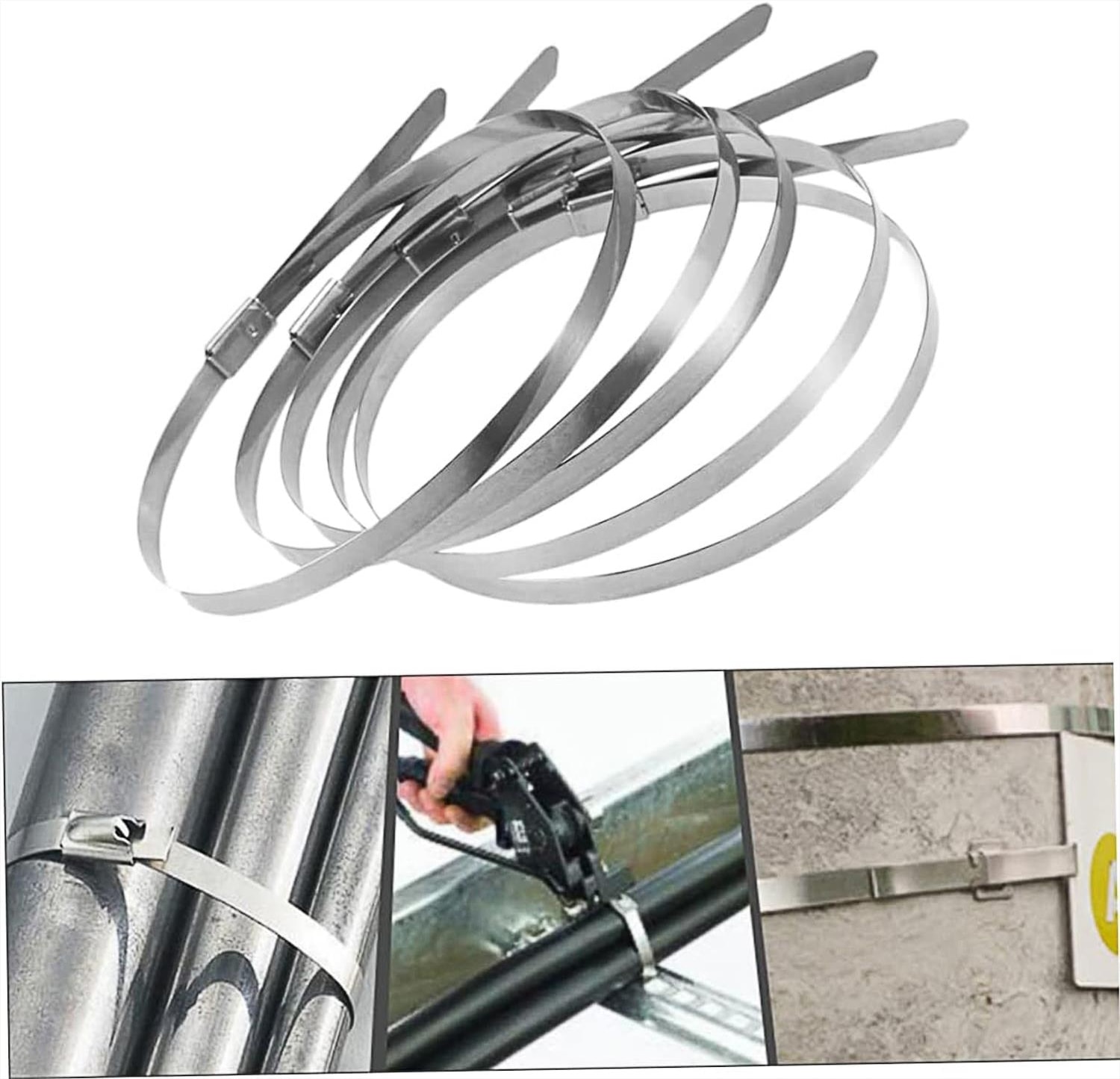 Cırt Kelepçe Metal Paslanmaz Çelik Kablo Zip Bağı Çok Amaçlı Bağlama 4.6X200 10 Adet