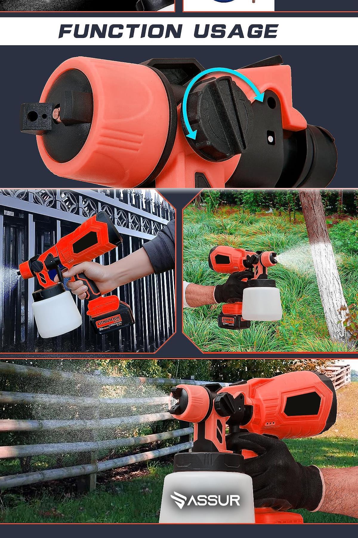 Yüksek Basınçlı Çift Akülü Sprey Boya Püskürtme Tabancası Kırmızı