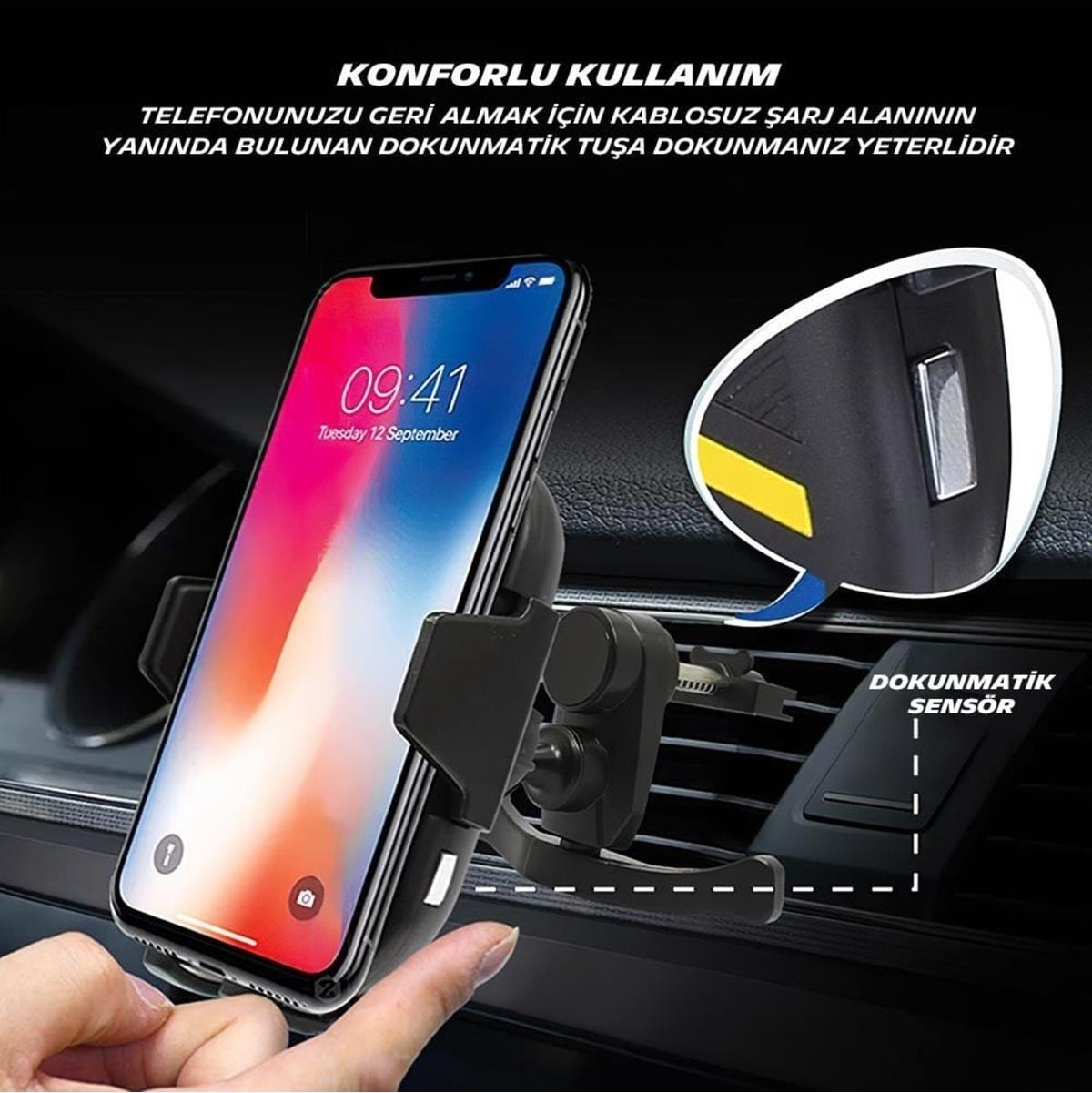 MC33368 Wireless Telefon Şarj Cihazı ve Dokunmatik Akıllı Telefon Tutucu