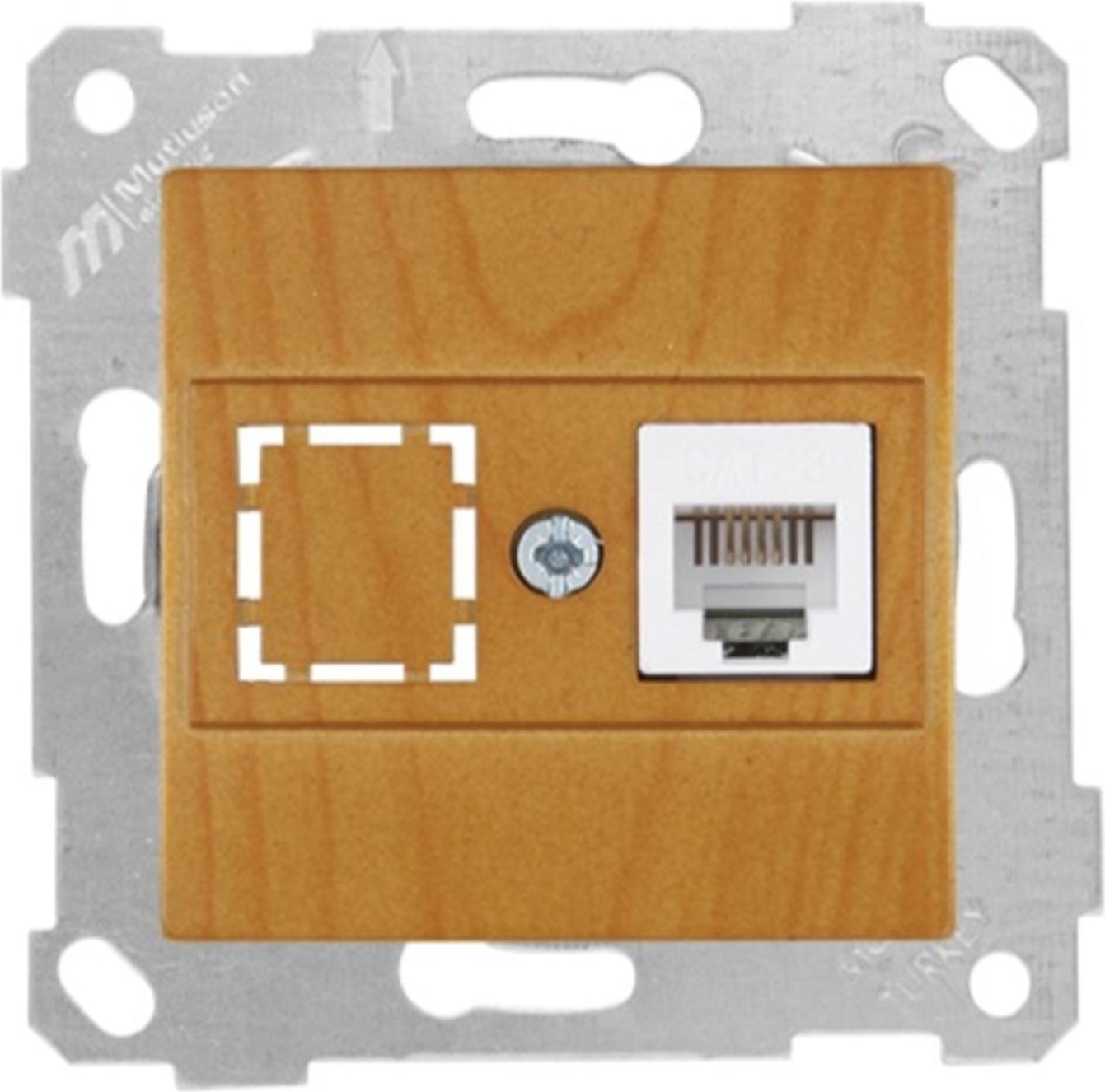 Meşe Mek+Tuş 1RJ12 Tel.prizi 6 Adet