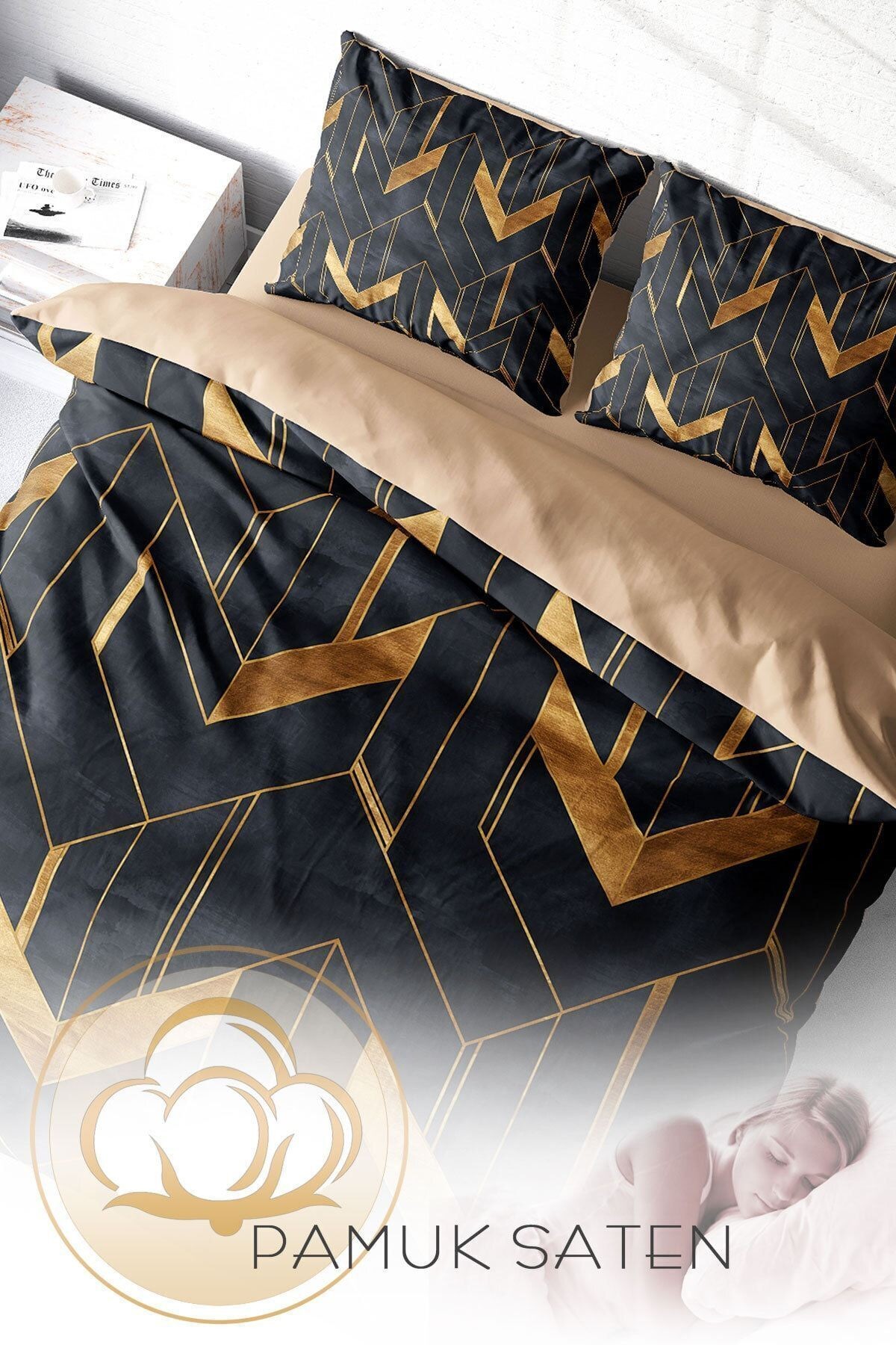 Nevresim Takımı %100 Doğal Pamuk Çift Kişilik 3d Digital Paper Geometric