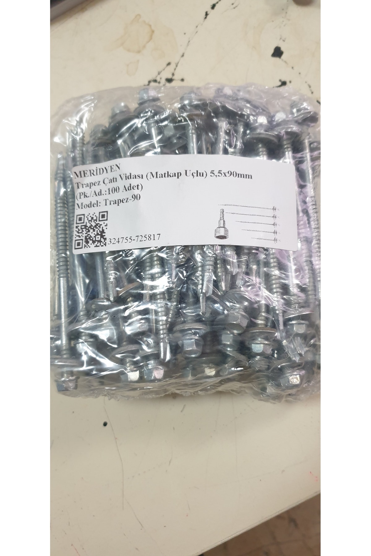 5,5x90mm-çatı Vidası-matkap Uçlu-trapez Sac Vidası-akıllı Vida (PK./AD.: 100ADET)