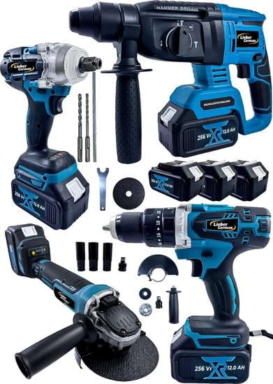 Brushless 4 Lü Set 256 Vf 12 Ah 3 x Akü Kırıcı Delici+Bijon Somun Sıkma Sökme+Taşlama+Darbeli Matkap
