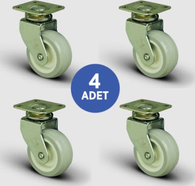4 Adet Eb01Zkc50, Oynak Tablalı Pvc Kaplı Mobilya Tekerleği, Sehpa Tekeri, Çap:50, 4Lü Set