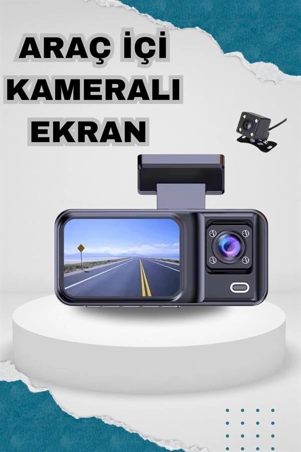 Ön ve Arka Kameralı 2 Inç 1080P Full Hd Dvr Araç Içi Ekran