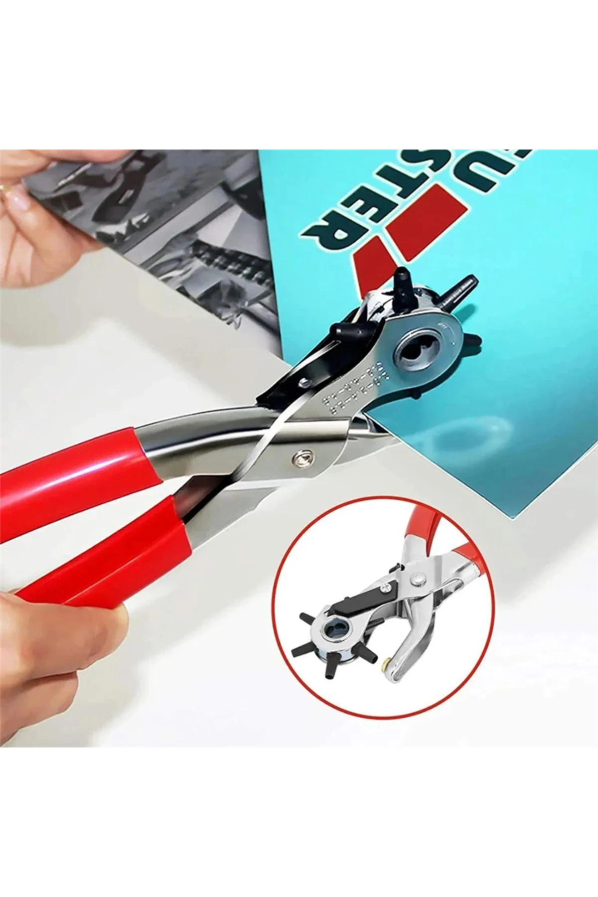 Kemer Delme Makinası Pratik 6 Başlıklı Kemer Delme Aleti Metal Kemer Delme Aparatı