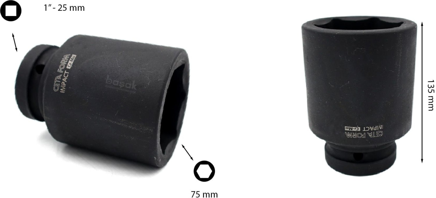 75 mm 1” 6 Köşe Derin Havalı Lokma Anahtar C84-H75
