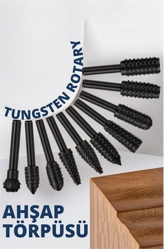 Tungsten Ahşap Oyma Şekillendirme 10 Lu Törpü Seti
