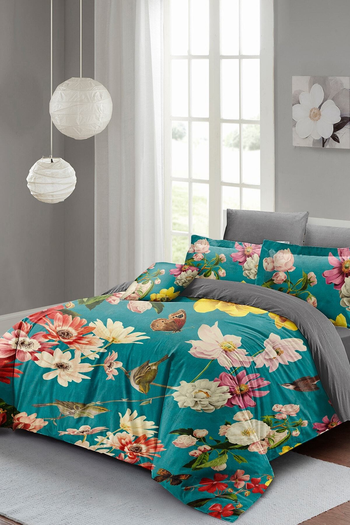 Kıng Sıze Rose Mix Çift Kişilik Nevresim Takımı 3d Pamuk Saten 220x240cm