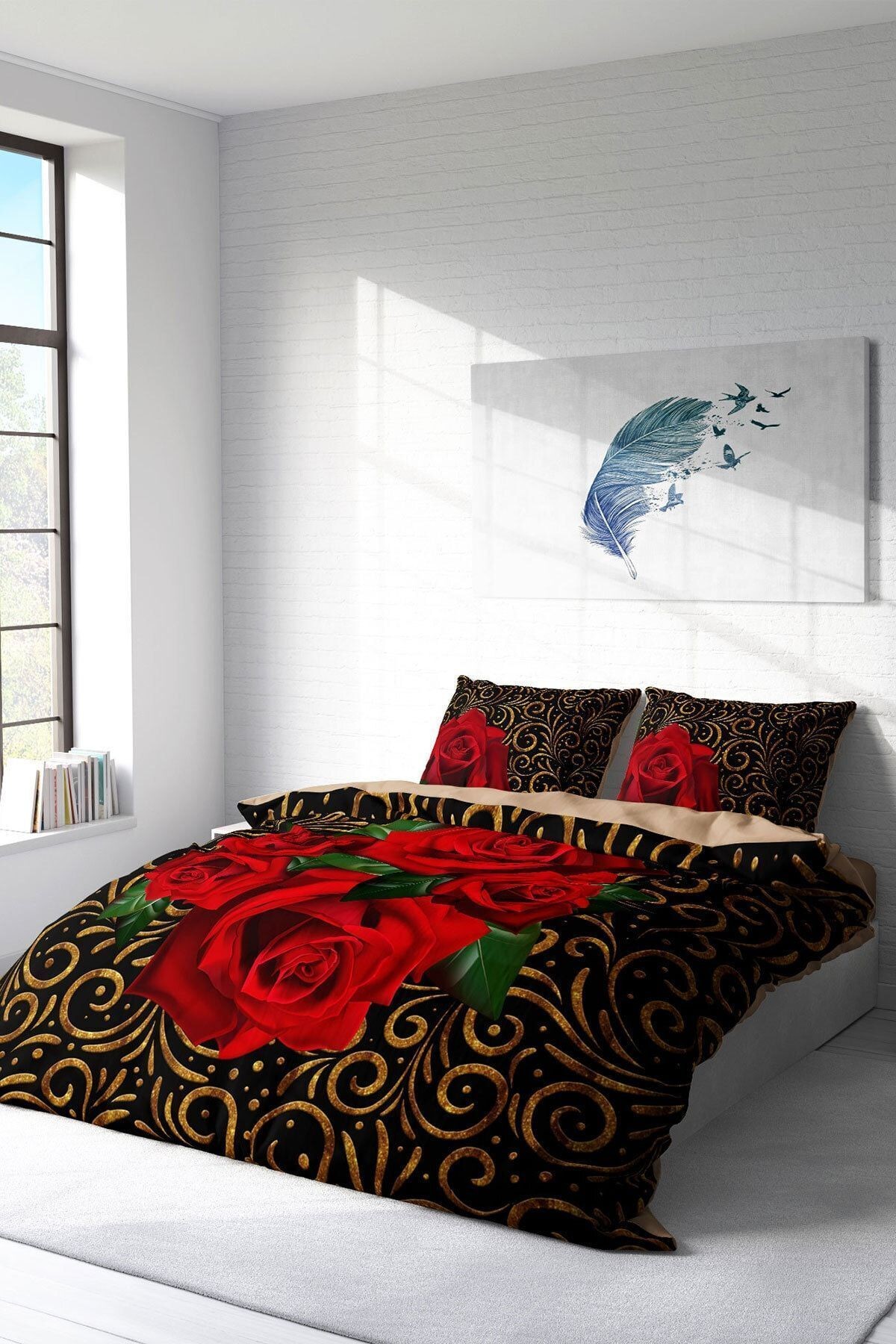 Gold & Roses 3d Çift Kişilik Nevresim Takımı