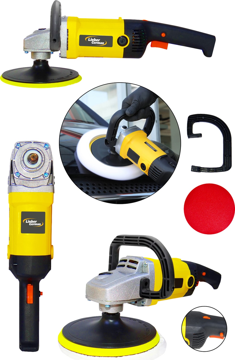 Profesyonel 4100 W 180 mm 6 Kademe Devir Ayarlı Profesyonel Zımpara Pasta Cila ve Polisaj Makinesi
