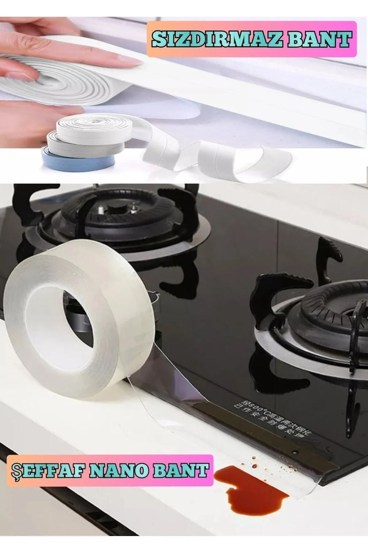 Şeffaf Su Sızdırmaz Bant 5 Metre Mutfak Evyesi Ankestra Ocak Kenarlari Dusakabin Kenari