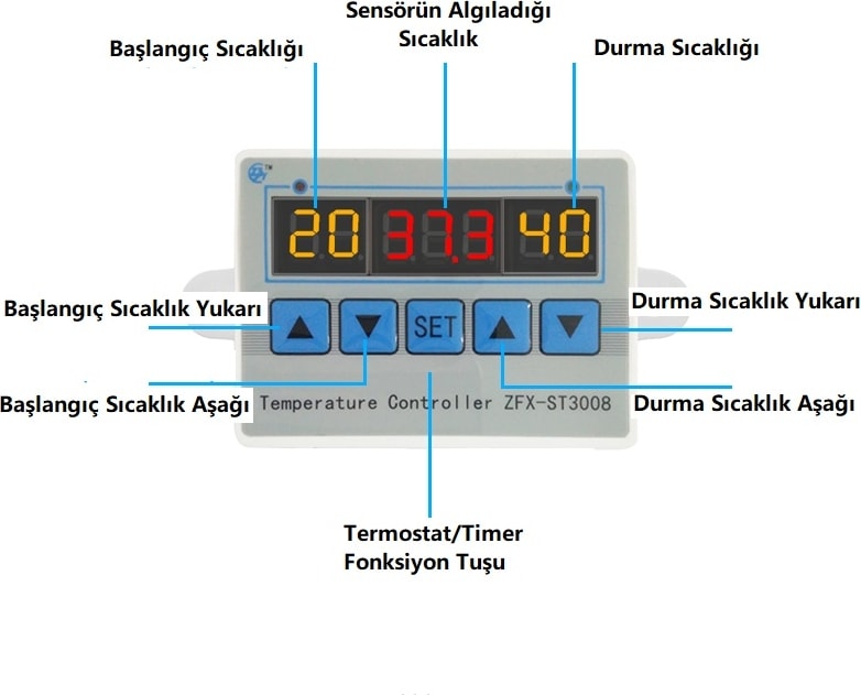 ST3008 220 V 10 A Termostat - Timer Kontrolörü