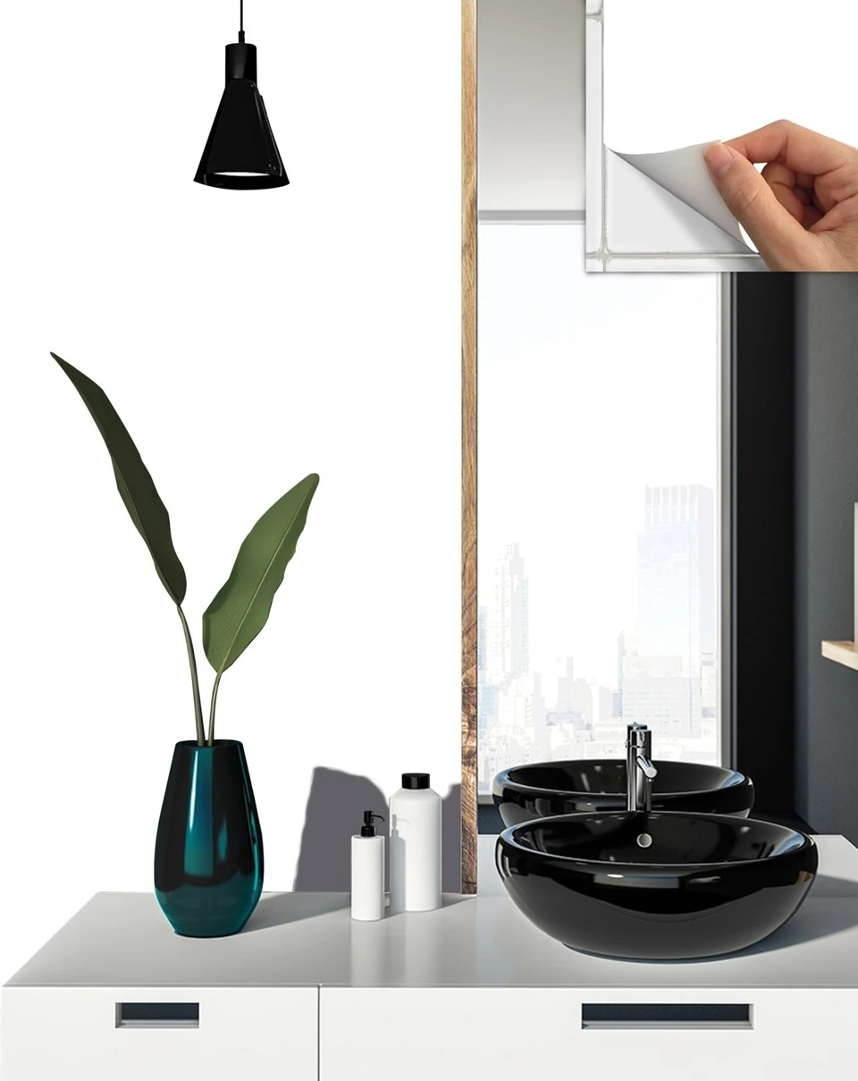 Kendinden Yapışkanlı Düz Beyaz Desenli Pvc Karo 30X30 cm (33 Adet) 3m2