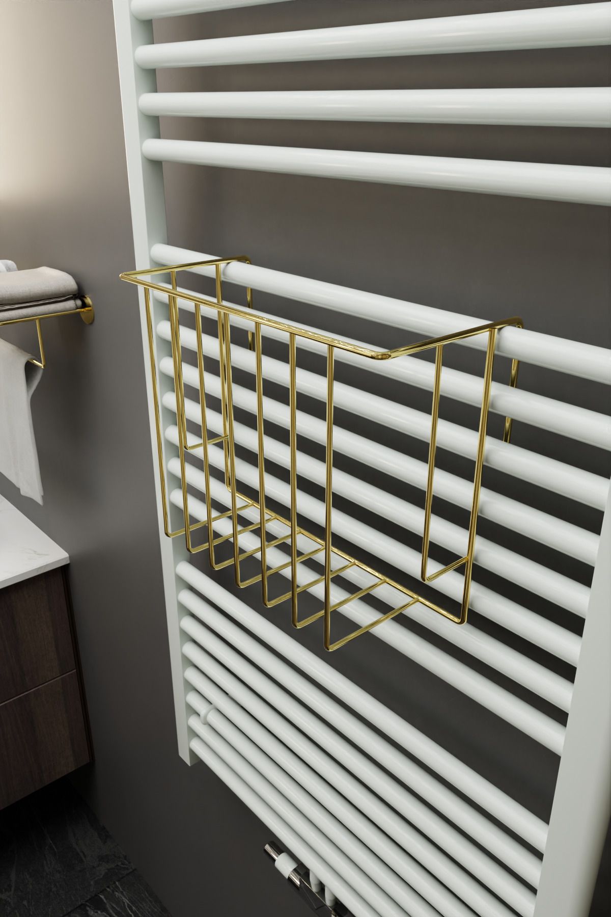 Gold Havlupan Düzenleyici Asılabilir Organizer Banyo Havluluk Tuvalet Kağıdı 30x28x10cm