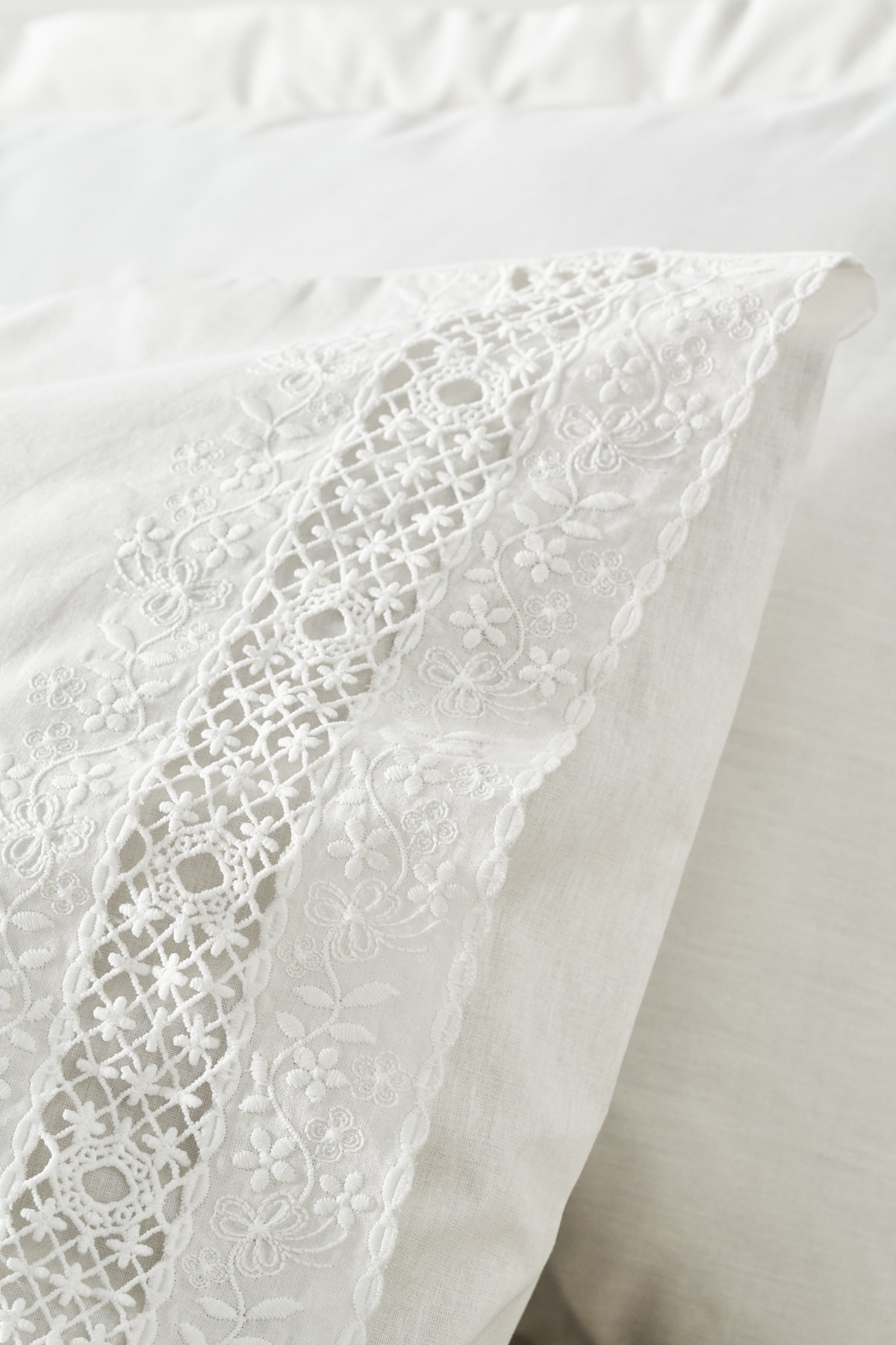 White Collection Mia Dantelli Çift Kişilik Nevresim Takımı Beyaz