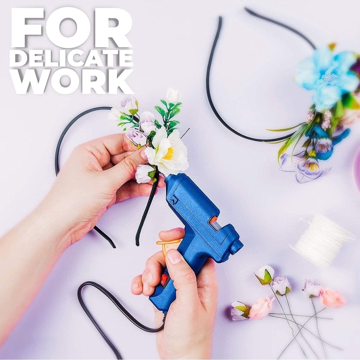 20W Anahtarlı Ergonomik Silikon Tabancası - 7 mm Şeffaf Mum Çubukları ile 10 Adet Hediye Paketi