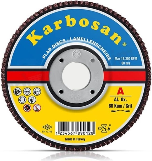KARBOSAN Flap Disk 60 Kum Zımpara 115X22 10'lu Paket