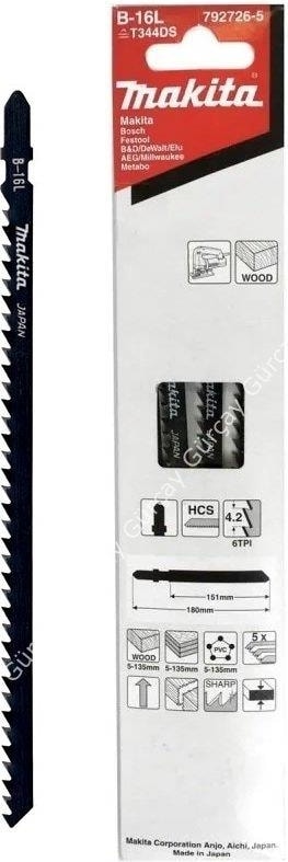 MAKİTA 792726 / B-16L Uzun Dekupaj Testere 5'li Paket