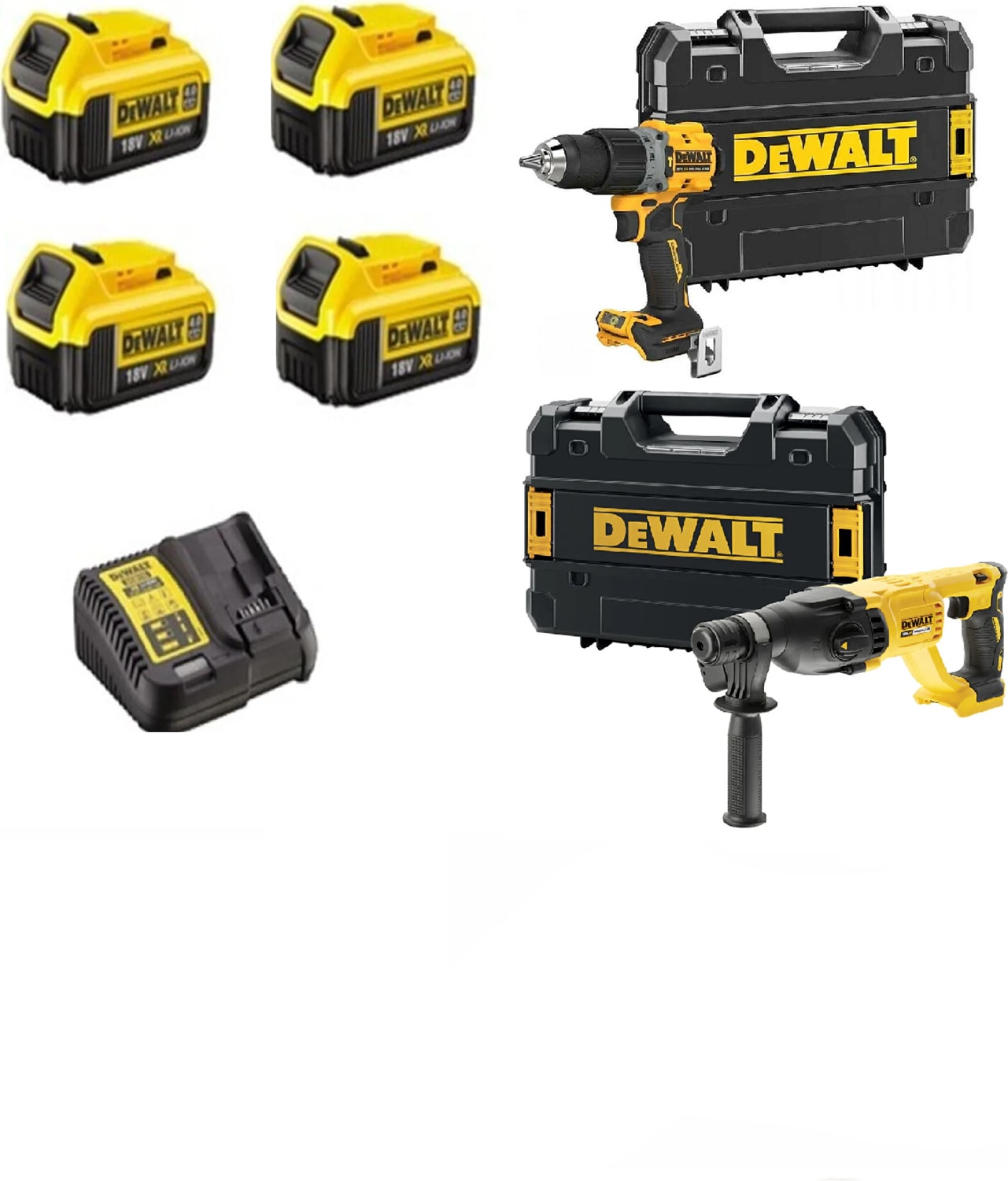 DEWALT DCH133 Şarjlı 2.6j Kırıcı DELICI+DCD805 Darbeli VIDALAMA+4X4AH Akü+1xdolum Cihazı