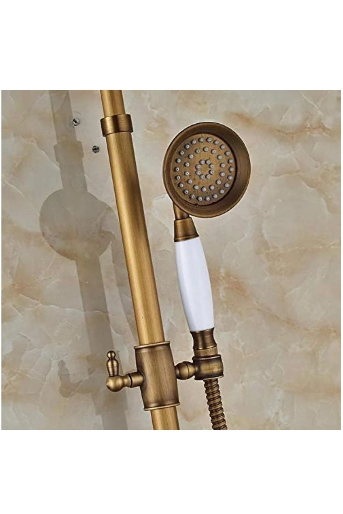 Antik Gold Duş Sistemi Klasik Tasarım Yağmurlama Seti Armatür Dahil Komple Set Mat Gold