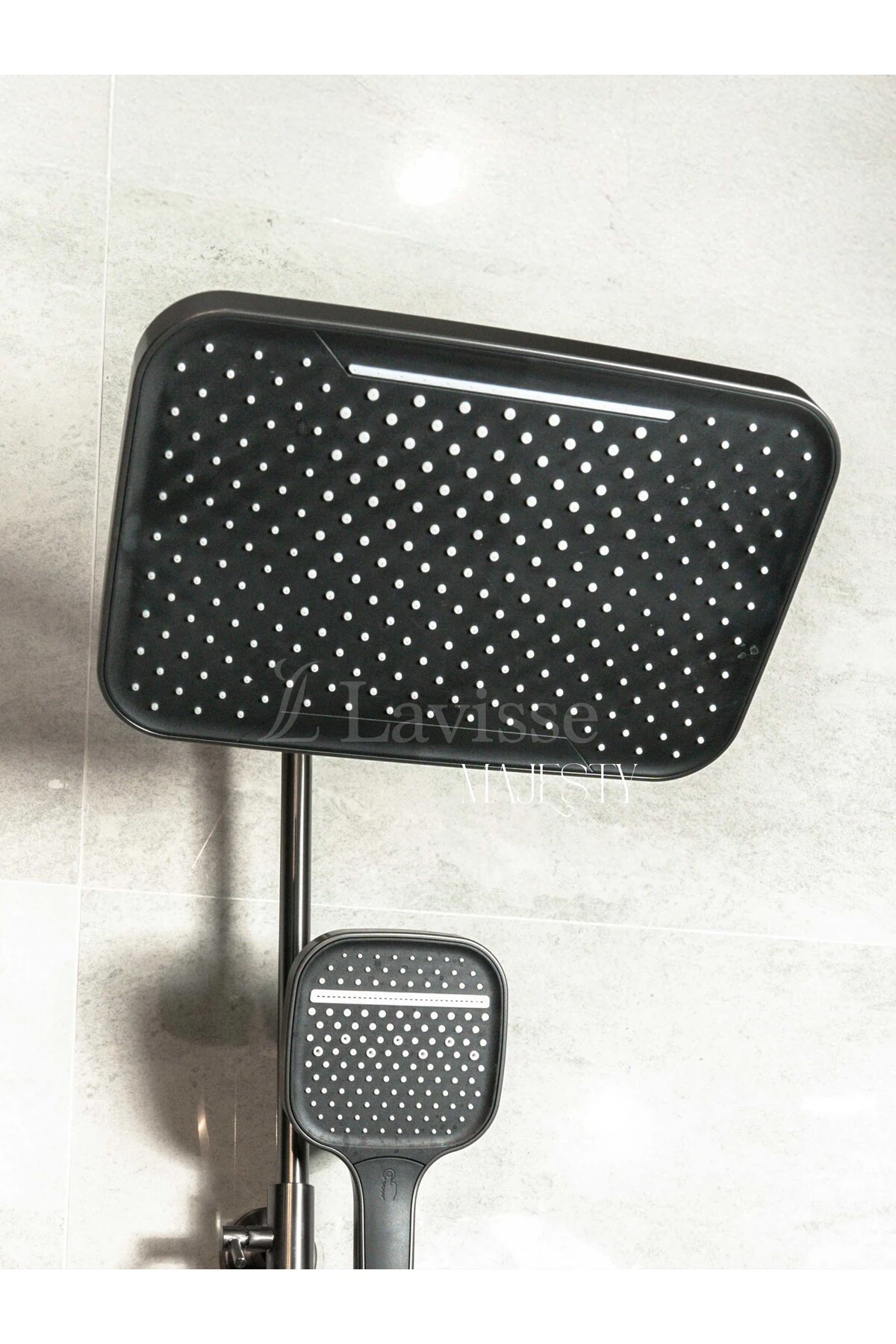 Majesty Antrasit Tepe Duş Başlığı Sitemi, Piyano Tuşlu, Pirinç Iç Gövde 2 Yıl Parça Garantili