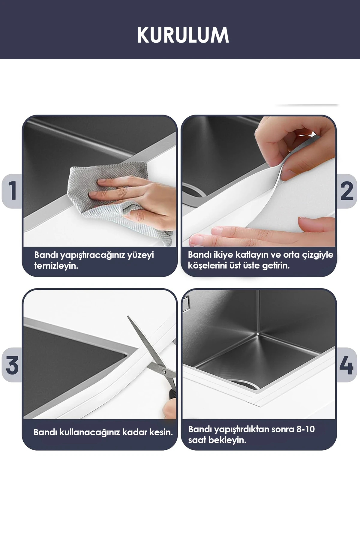 3.2M Banyo Küvet Mutfak Lavabo Su Sızdırmaz Bant Su Geçirmez Kenar Bandı Sızdırmazlık Tamir Beyaz