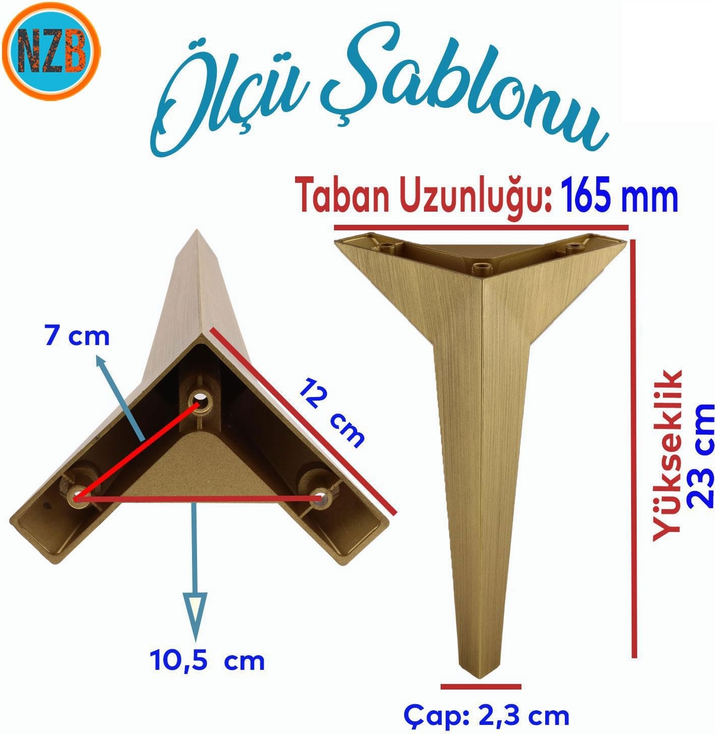 Mobilya Kanepe Sehpa Tv Ünitesi Baza Koltuk Ayağı Çekyat Sarı Gold Altın Eskitme 23 cm Ayak