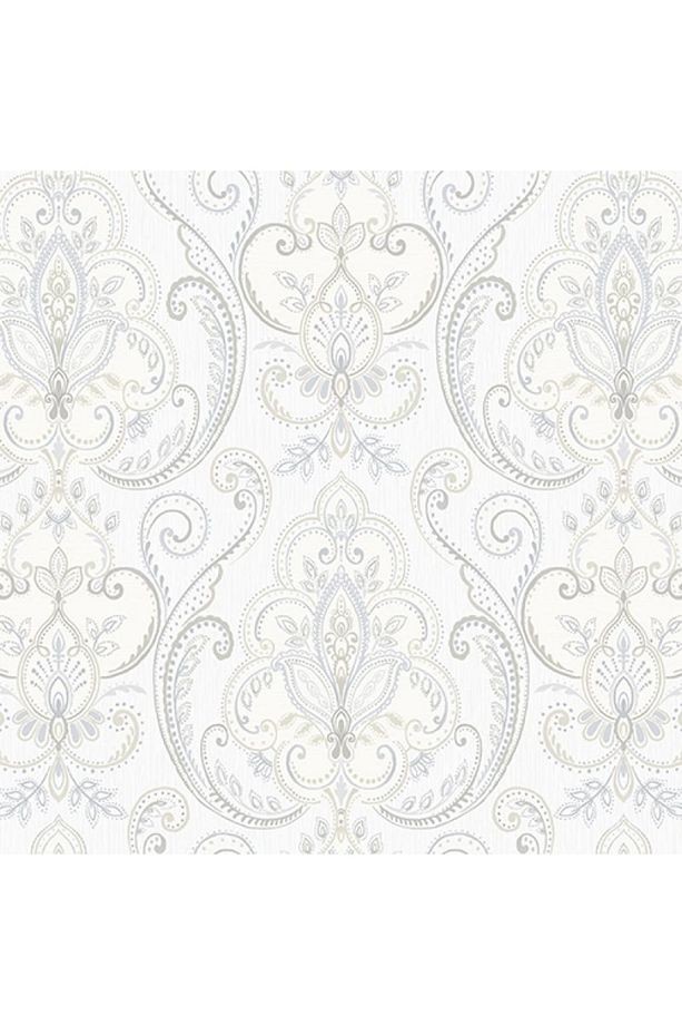 Tropicano Renkli Damask Desen Duvar Kağıdı 9901-1: Beyaz | Ce, Iso 9001, Iso 10002, Iso 14001