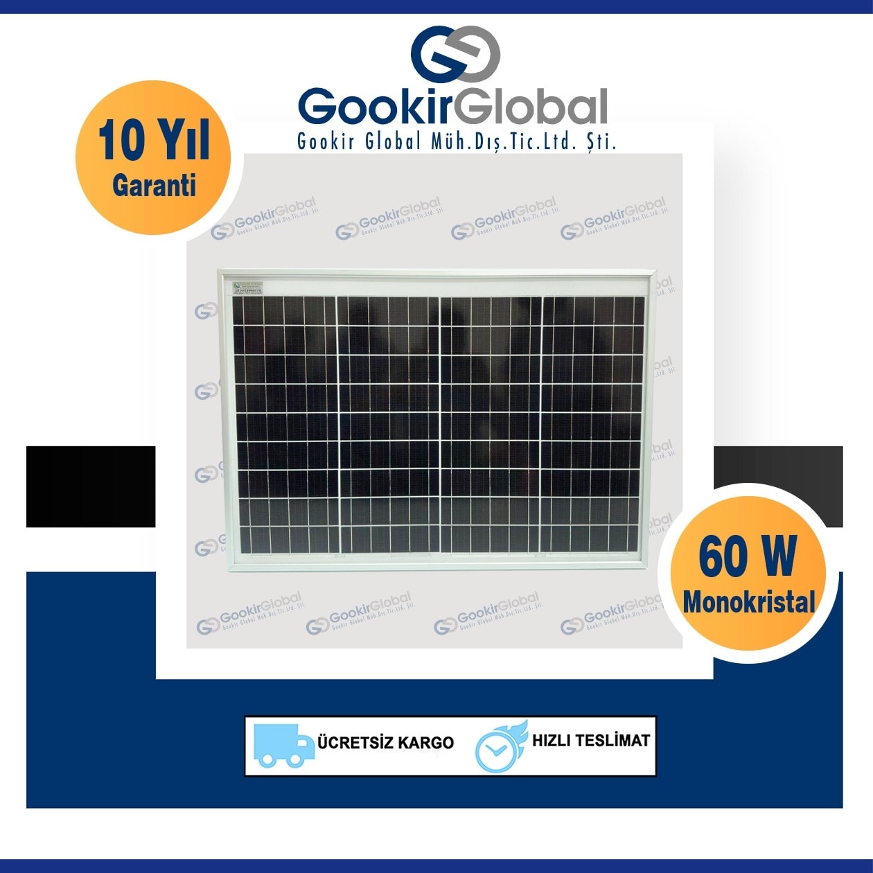 60 Watt Monokristal Güneş Paneli