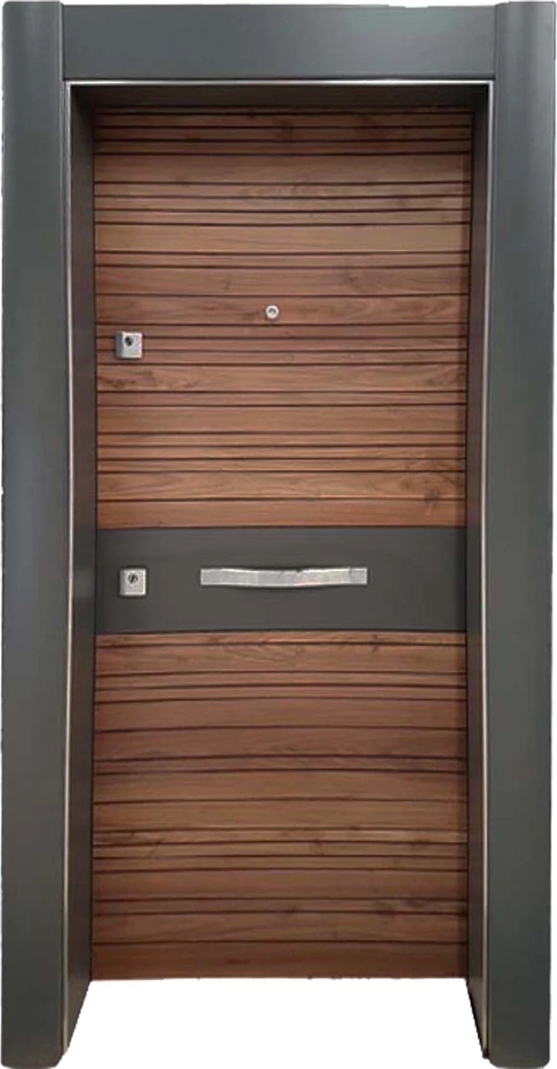 Antrasit Renk ve Ahşap Desenli Çelik Kapı, Daire Kapısı, Villa Kapısı, Tırnaklı Sistem Çelik Kapı