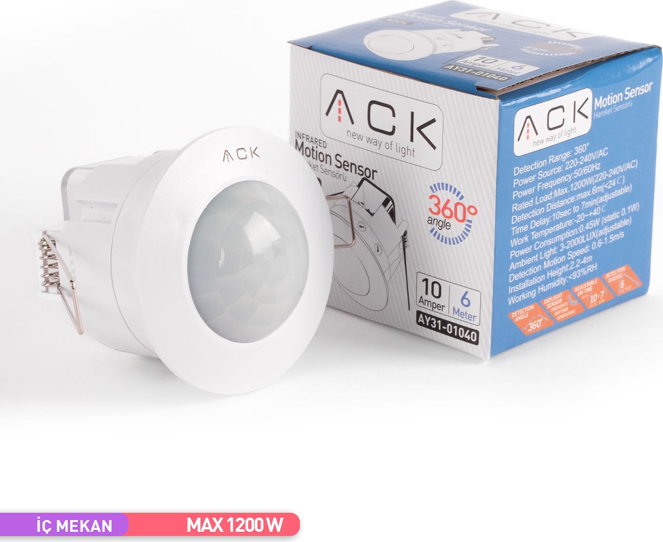 360 Derece Sıva Altı Tavan Tipi Hareket Sensörü