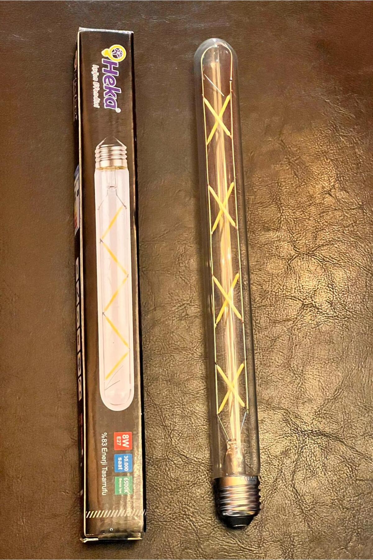 8  WATT E27 DUYLU 30 CM 6500 KELVİN BEYAZ IŞIK X ÇARPILI MODEL LED TÜP RUSTİK AMPUL