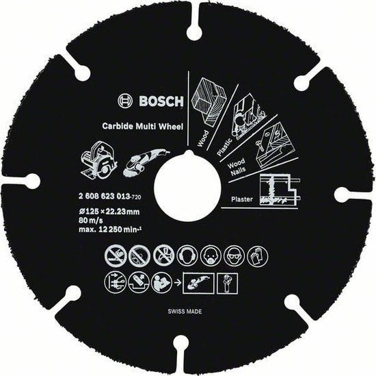 BOSCH - Carbide Multiwheel, Taşlama Makineleri İle Ahşap Ve Plastiği Güvenli Kesme Bıçağı 125Mm