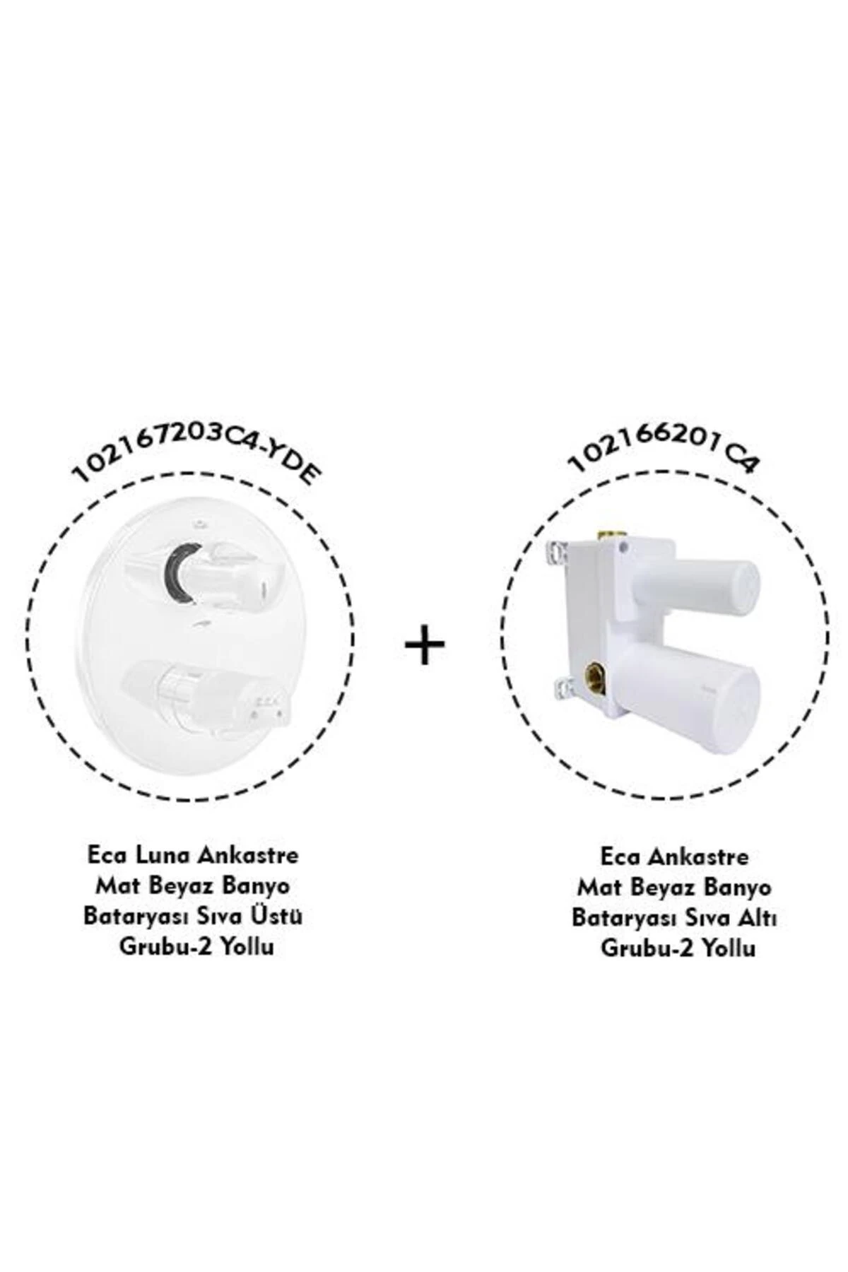 Myra Ankastre Mat Beyaz Banyo Bataryası 2 Parça Set / 2 Yollu (102167203C4-YDE+102166201C4)