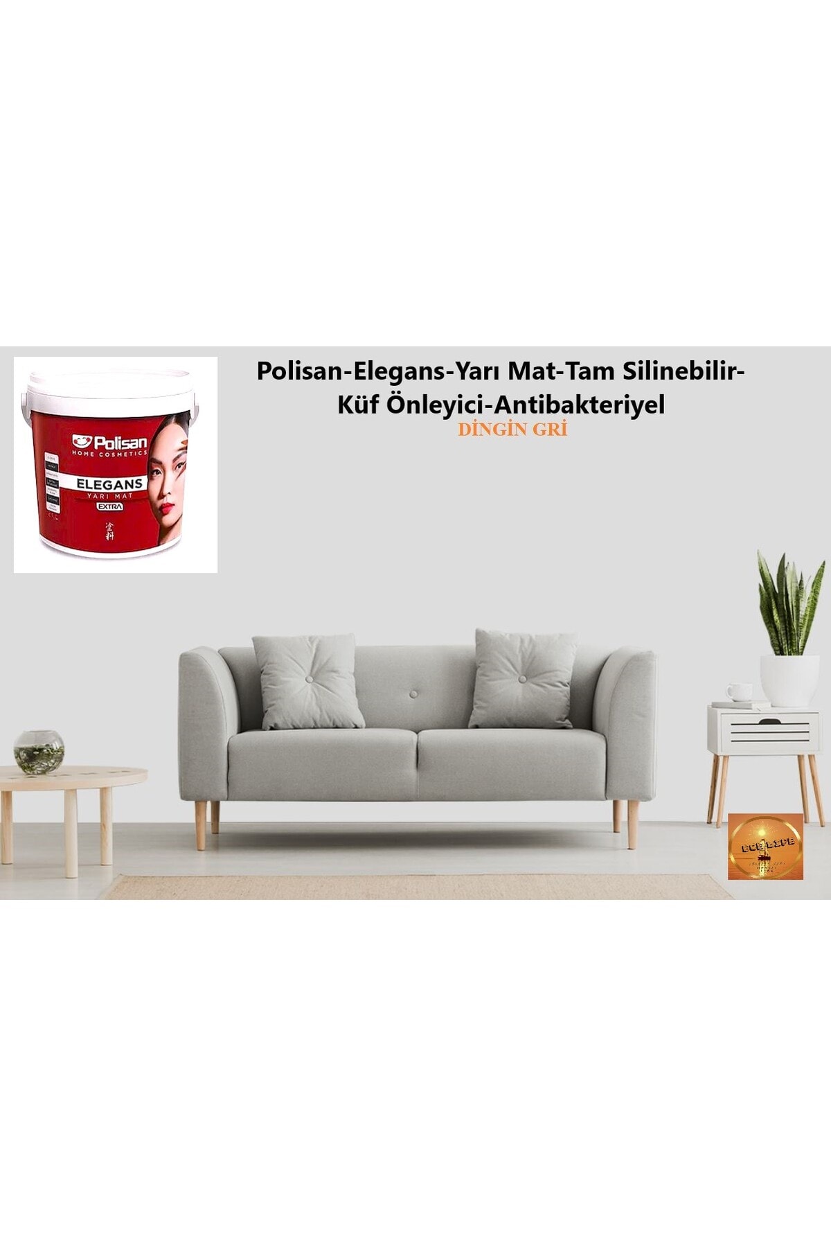 POLİSAN -elegans-küf Önleyici-tam Silinebilir-anti Bakteriyel-iç Cephe Duvar Boyası-ci-7601-dingin Gri