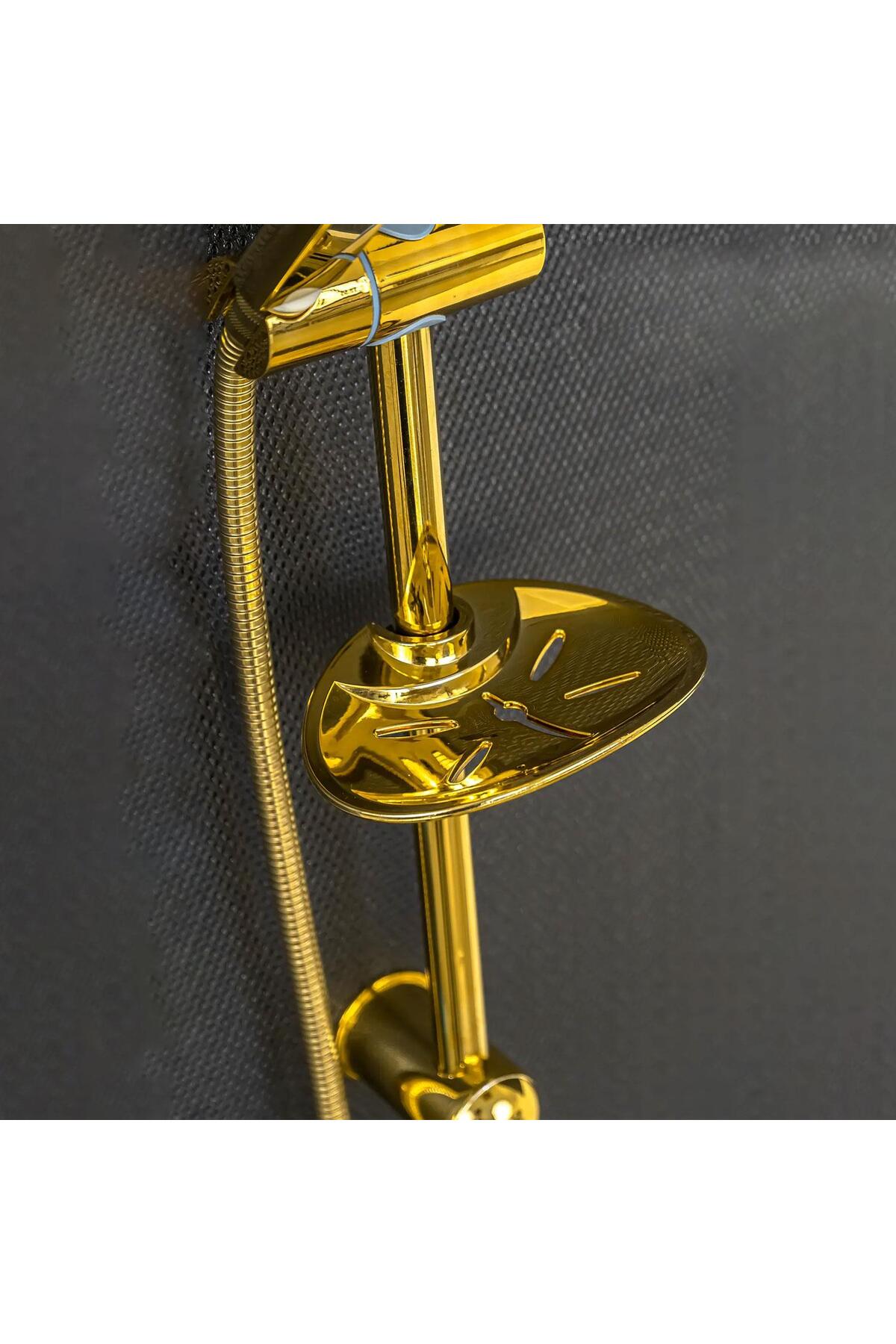 Dayanıklı Gold Kare Robot Tepe Duş Seti Shower Banyo Başlığı Takımı Başlık Sistemi Gold Altın