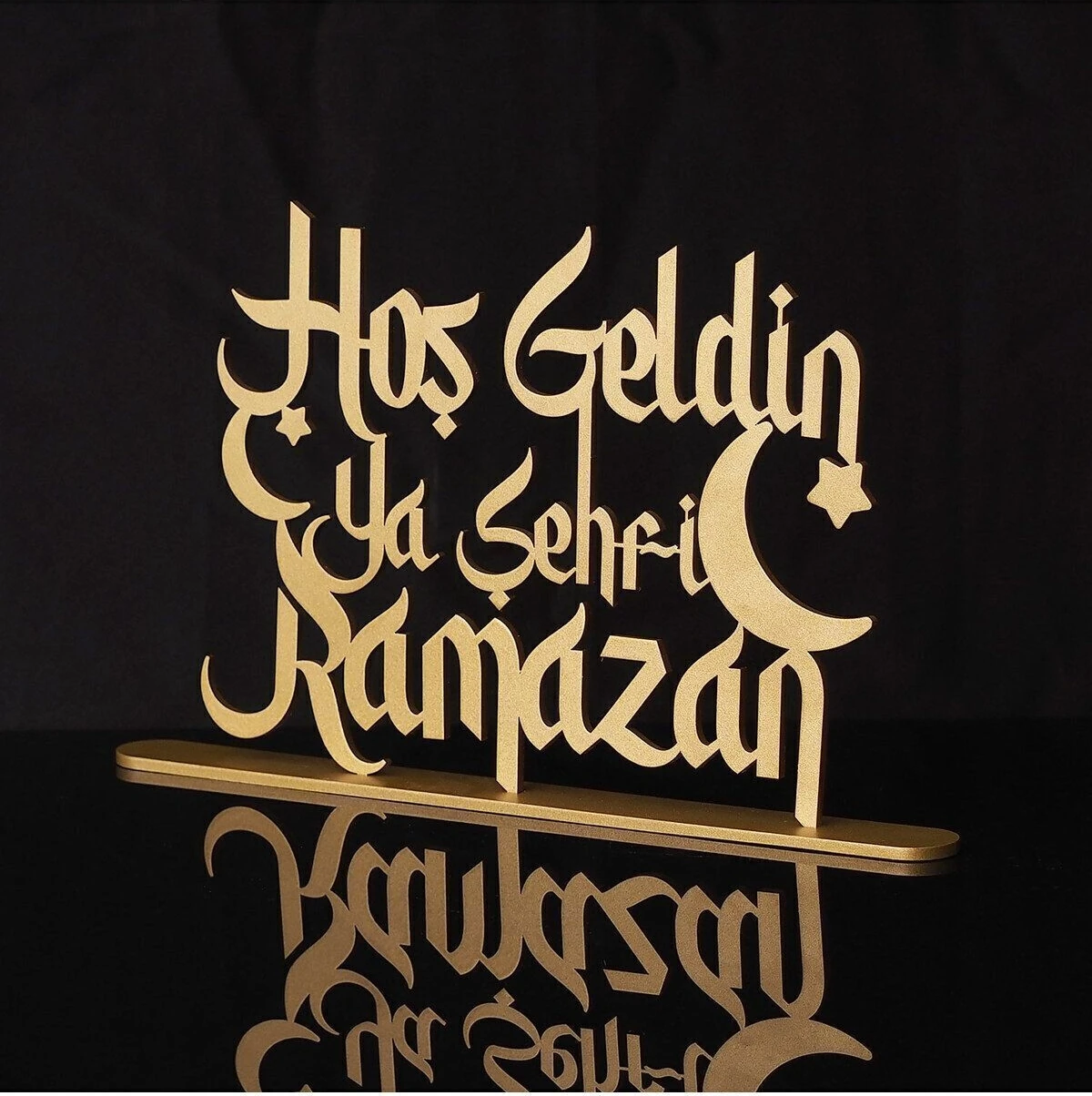 Hoş Geldin Ya Şehri Ramazan Metal Masaüstü Islami Dekor - 30 x 19 cm - Ramazan Süslemeleri - WAMH129