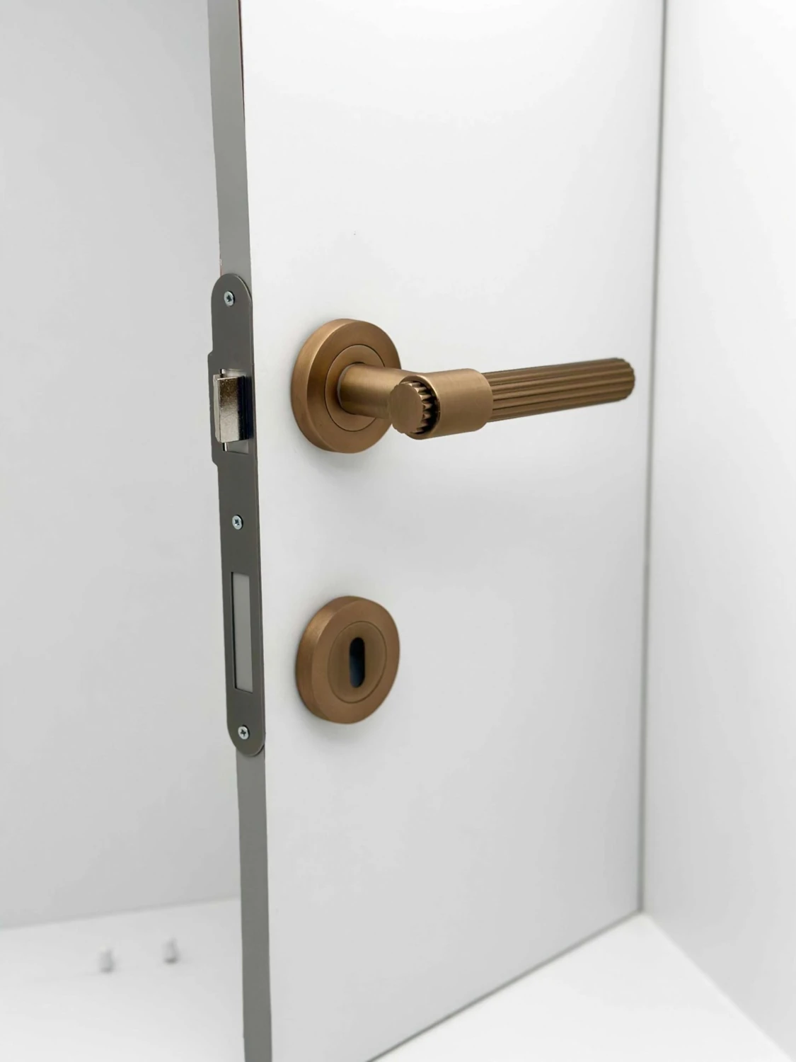 Erva Handles ZK79 Mat Antik Sarı Rozetli Yale Çelik Kapı Kolu 1 Takım