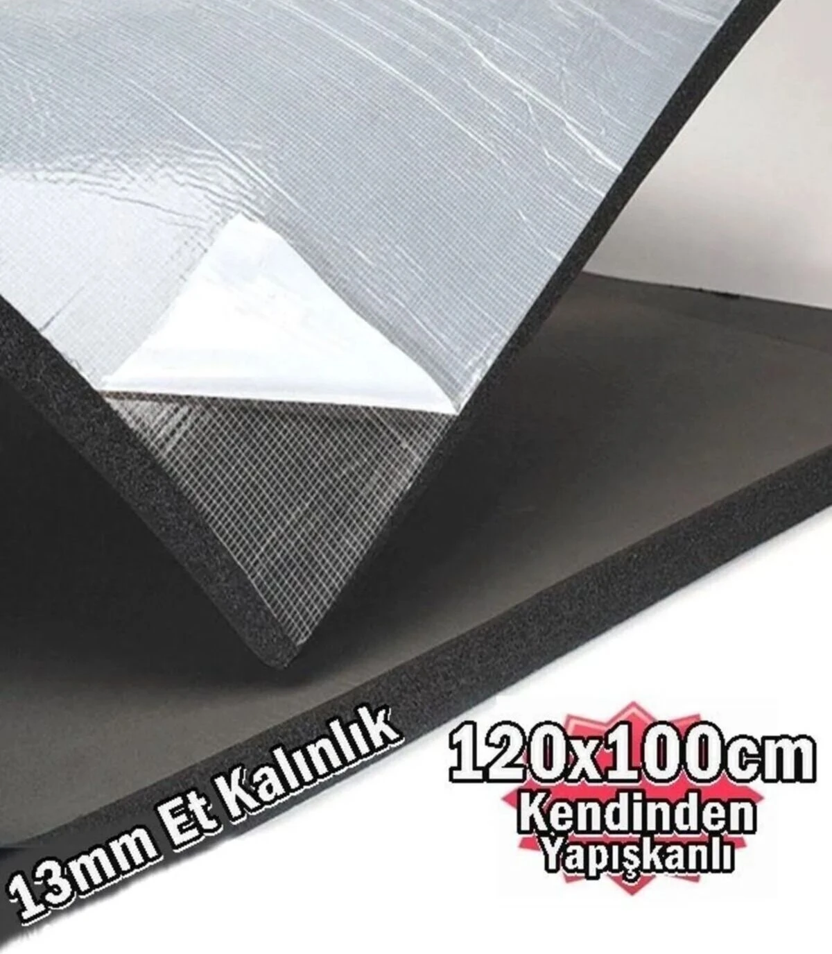 Araç Oto Ses Isı 13MM Kauçuk Izolasyon Karavan Yalıtım Malzemesi 120CMX100CM Levha Yapışkanlı