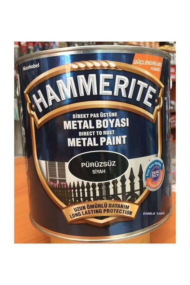 Hammerite Direkt Pas Üstü Pürüzsüz Metal Boya Siyah 2.5 l