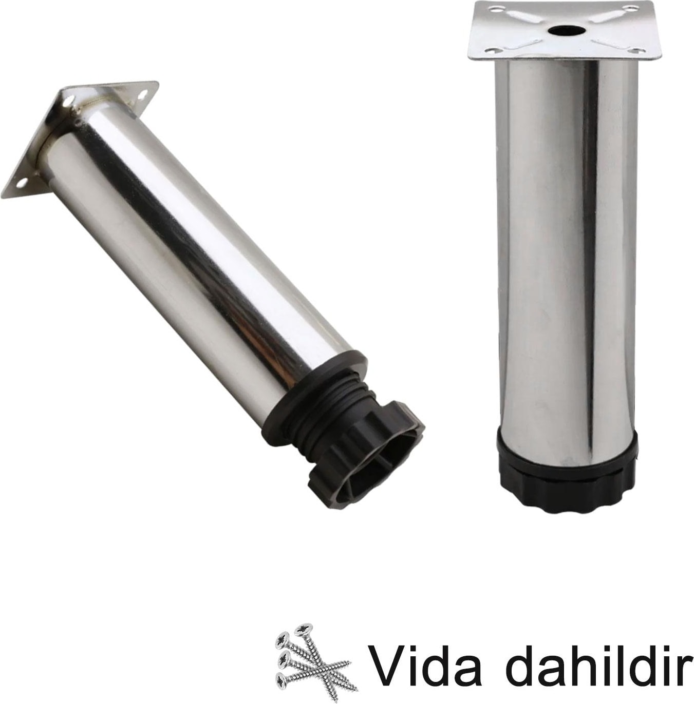 4 Adet Metal Ayarlanabilir 12 cm Krom Destek Ayağı Mobilya Kanepe Baza Koltuk Dolap Sehpa Tv Ünitesi Ayağı